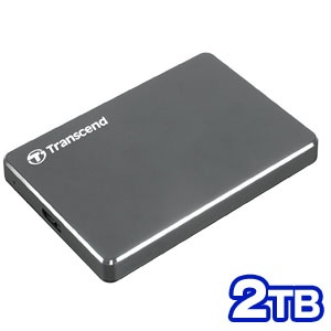 トランセンド Transcend USB3.1 Gen 1 2.5インチ スリムタイプ ポータブルHDD 2TB TS2TSJ25C3N アイロングレー