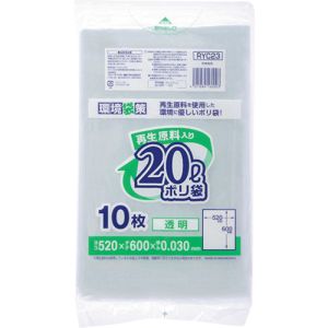 ジャパックス ジャパックス RYC23 再生原料入りポリ袋20L 透明