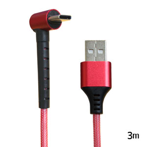 輸入特価アウトレット USB TypeCスタンド メッシュケーブル レッド 3m