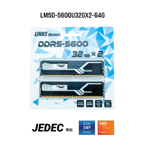 リンクスインターナショナル リンクス LM5D-5600U32GX2-64G DDR5 5600 MHz規格のデスクトップ用メモリ 32GB×2枚