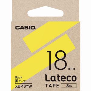 カシオ CASIO カシオ XB18YW ラテコ Lateco 専用詰め替えテープ 18mm 黄テープに黒文字