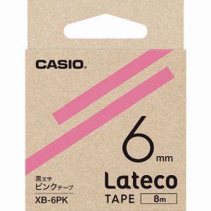 カシオ CASIO カシオ XB6PK ラテコ Lateco 専用詰め替えテープ 6mm ピンクテープに黒文字