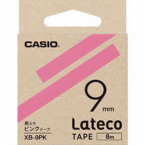 カシオ CASIO カシオ XB9PK ラテコ Lateco 専用詰め替えテープ 9mm ピンクテープに黒文字