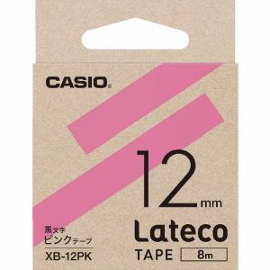 カシオ CASIO カシオ XB12PK ラテコ Lateco 専用詰め替えテープ 12mm ピンクテープに黒文字