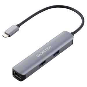 エレコム ELECOM エレコム DST-C17SV Type-C ドッキングステーション アルミボディ USB3.1 Gen1×3ポート HDMI×1ポート LANポート付 シルバー