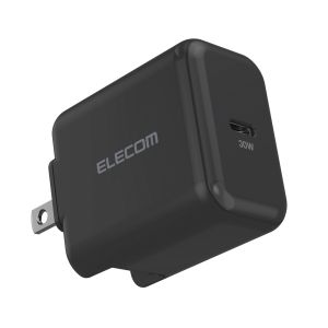 エレコム ELECOM エレコム ACDC-PD2130BK ノートPC用ACアダプター USB充電器 USB Power Delivery認証 30W USB-C1ポート スイングプラグ ブラック