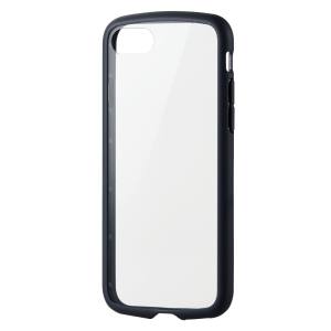 エレコム エレコム PM-A22STSLFCGBK iPhone SE 第2世代 8 7 ハイブリッドケース TOUGH SLIM LITE フレームカラー 背面クリア 背面ガラス ブラック