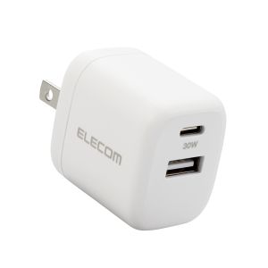 ELECOM エレコム エレコム MPA-ACCP30WH AC充電器 USB充電器 USB Power Delivery準拠 30W USB-C1ポート USB-A1ポート スイングプラグ ホワイト