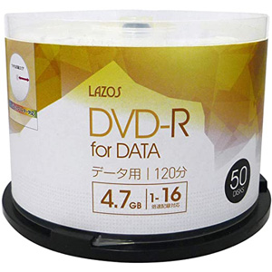 Lazos ラソス Lazos ラソス L-DD50P DVD-R 4.7GB DVD-R 4.7GB for DATA データ用 16倍速 50枚スピンドル