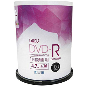 Lazos ラソス Lazos ラソス L-CP100P DVD-R 4.7GB for VIDEO CPRM対応 100枚