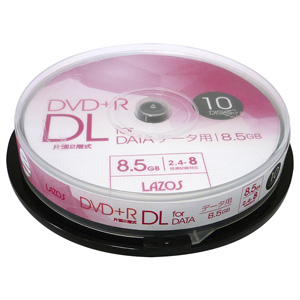 lazos ラソス ラソス L-DDL10P DVD+R DL 8.5GB 2.4-8倍速対応 ホワイトワイド印刷対応 10枚 lazos