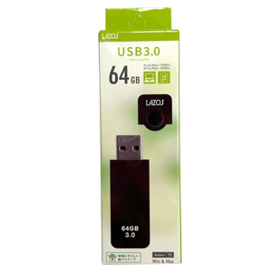 LAZOS LAZOS L-US64-CPB USBメモリ 64GB USB3.0 キャップ式 ブラック