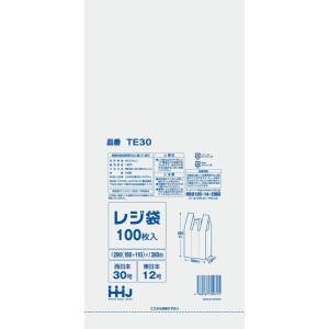 ハウスホールドジャパン レジ袋 30号 白 100枚 0.011mm厚ｘ290(マチ110)ｘ380mm TE30 ハウスホールド