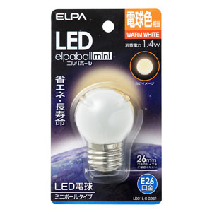 朝日電器 エルパ ELPA エルパ LDG1L-G-G251 LED装飾電球 ミニボール球形 E26 G40 電球色 ELPA 朝日電器