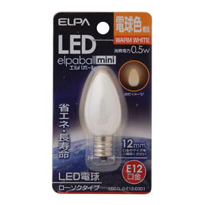 朝日電器 エルパ ELPA エルパ LDC1L-G-E12-G301 LED装飾電球 ローソク球形 E12 電球色 ELPA 朝日電器