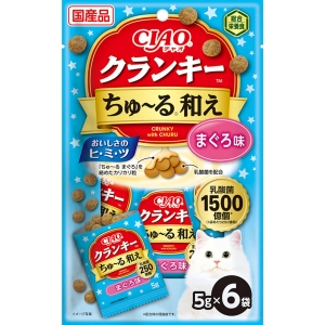 いなばペットフード いなば CIAOクランキーちゅ～る和え 乳酸菌入り まぐろ味 5g×6袋