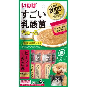 いなばペットフード いなば すごい乳酸菌 ちゅ～る ビーフ ささみ 緑黄色野菜入り 14g×4本 320550