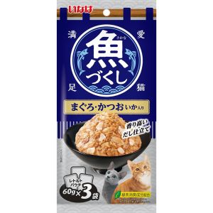 いなばペットフード いなばペットフード 魚づくし まぐろ かつお いか入り 60g×3袋入