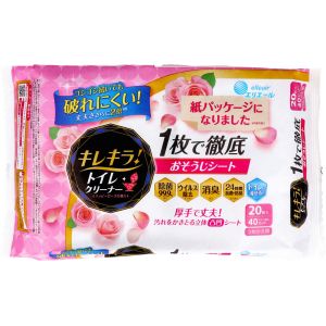 大王製紙 大王製紙 キレキラ! トイレクリーナー 1枚で徹底おそうじシート ハッピーローズ 詰替用 20枚