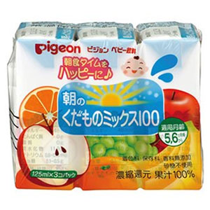 ピジョン Pigeon ピジョン 紙パック飲料 朝のくだものミックス100 125ml×3個