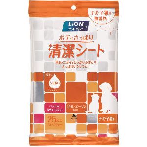 ライオン商事 LION PET ライオン ペットキレイ ボディさっぱり清潔シート 子犬子猫用 25枚