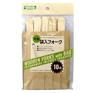 大和物産 大和物産 Green Select 木製袋入フォーク 10本