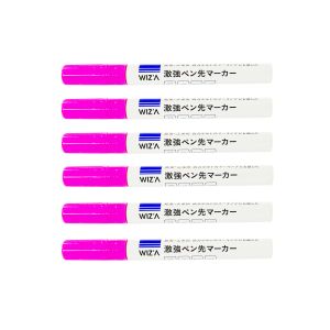 アークランズ アークランズ WZPM-6FP WIZA 激強ペン先マーカー 中字 6本入 蛍光ピンク