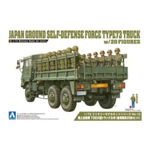 アオシマ アオシマ No.12 1/72 ミリタリーモデルキット 陸上自衛隊 73式大型トラック 3t半 乗車隊員20体セット