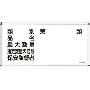 日本緑十字社 日本緑十字社 55416 消防 危険物標識 類別 品名 保安監督者 KHY-16SS 300×600mm ステンレス