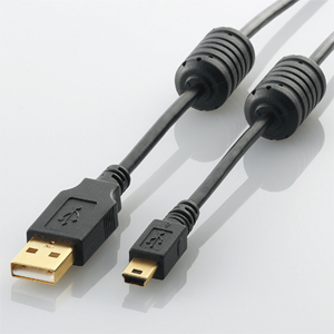 エレコム(ELECOM) USB2.0ケーブル/A-miniBタイプ/フェライトコア付/1m/ブラック U2C-MF10BK