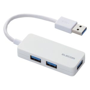 エレコム ELECOM エレコム ELECOM 3ポート USB3.0ハブ(ケーブル固定タイプ) ホワイト U3H-K315BWH