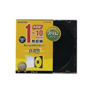 ELECOM エレコム エレコム CCD-JSCS10BK CD DVDスリムプラケース 1枚収納 10パック ブラック