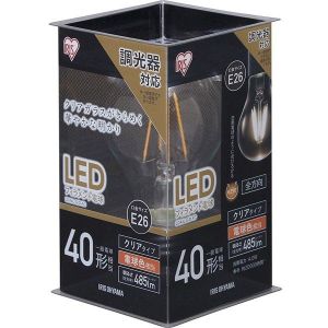 アイリスオーヤマ LEDフィラメント電球 E26 40形相当 電球色 調光 クリア LDA4L-G/D-FC
