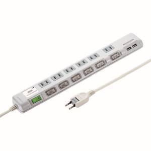 サンワサプライ SANWA SUPPLY USB充電ポート付き節電タップ(面ファスナー付き) TAP-B108U-1W