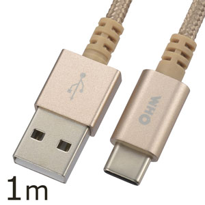 オーム電機 OHM オーム電機 SMT-L10CAT-N USB Type-C ケーブル 高耐久 1m AudioComm 01-7067