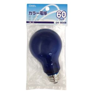 オーム電機 OHM オーム電機 白熱カラー電球 E26 60W ブルー 04-6008 LB-PS6660-CA