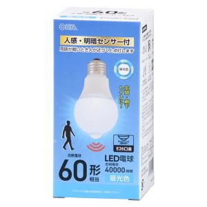 オーム電機 OHM オーム電機 LED電球 E26 60形相当 人感・明暗センサー付き 昼光色 LDA7D-G PIR6