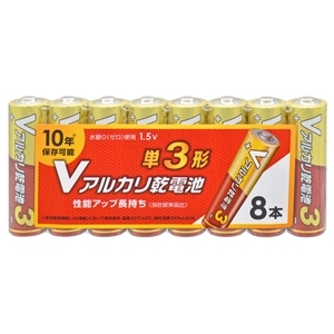 オーム電機 OHM オーム電機 LR6VS8P Vアルカリ乾電池 単3形 8本パック