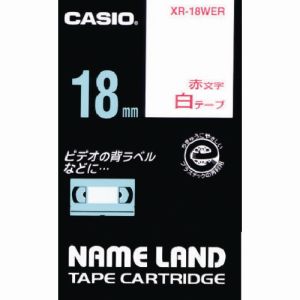 カシオ CASIO カシオ XR-18WER ネームランドテープ 18mm 白テープ/赤文字