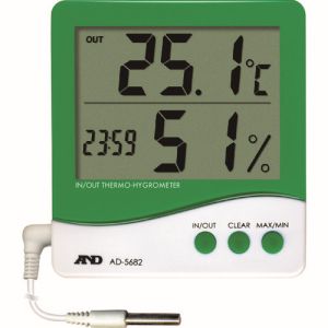 エーアンドデイ A&D A&D AD-5682 時計付き内外温度 湿度計 エーアンドデイ