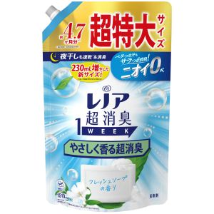 P&Gジャパン P&Gジャパン レノア 超消臭1WEEK 柔軟剤 やさしく香る超消臭 フレッシュソープ つめかえ 超特大 1510mL