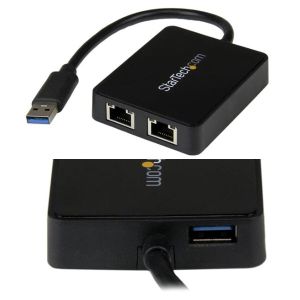 スターテックドットコム StarTech.com スターテック USB32000SPT USB 3.0-2ポートGigabit Ethernet LANアダプタ ブラック