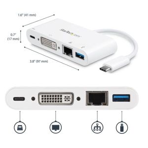 スターテックドットコム StarTech.com スターテック ZU201GR USB Type-C接続マルチアダプタ DVI GbE USB 3.0ポート搭載 USB PD 2.0対応