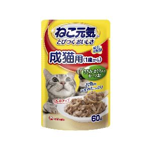 ユニチャーム Unicharm ユニチャーム ねこ元気 パウチ 成猫 ささみ まぐろ入りかつお 60g