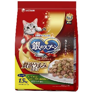 ユニチャーム Unicharm ユニチャーム 銀のスプーン 贅沢うまみ仕立て お魚 お肉 野菜入り 1.5kg 猫 キャットフード