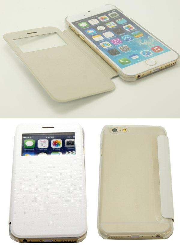  iPhone6/6s用 窓付きジャケットケース ホワイト