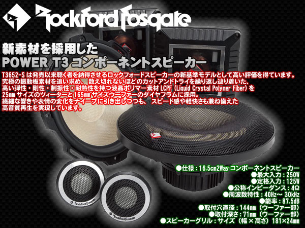  Rockford Fosgate(ロックフォード) 6.5インチ コンポーネント スピーカー T3652-S