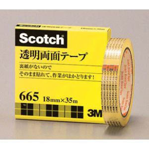 スリーエム 3M スリーエム 3M 665-3-18 透明両面テープ ライナーなし 18mm×35m 巻芯径76mm