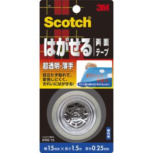 スリーエム 3M スリーエム 3M KRS-15 スコッチ はがせる両面テープ(透明薄手) 15mm×1.5m