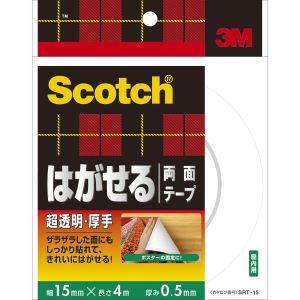 スリーエム 3M スリーエム 3M SRT-15 スコッチ はがせる両面テープ(透明厚手) 15mm×4m